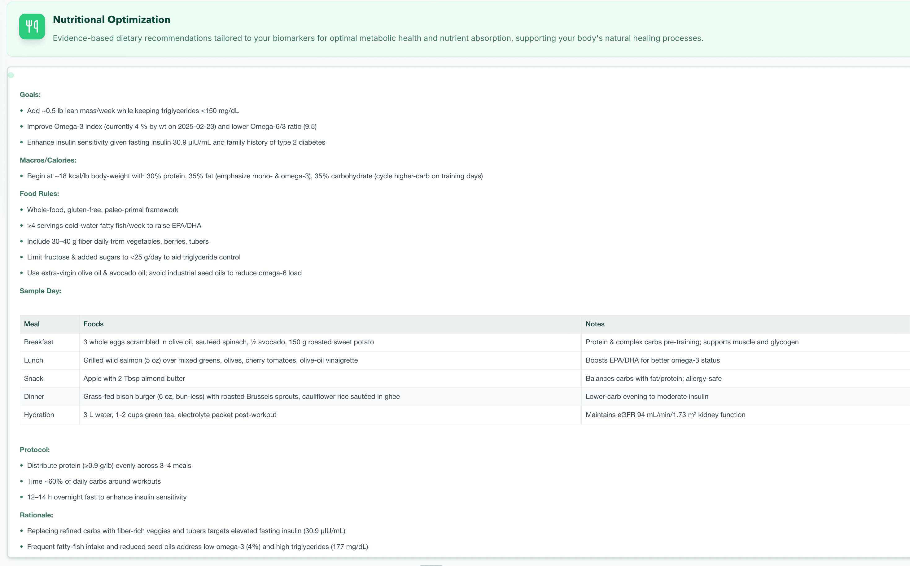 Generate a health action plan